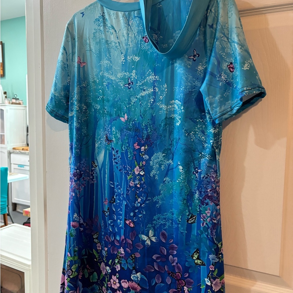 Blue and Purple Floral Dress